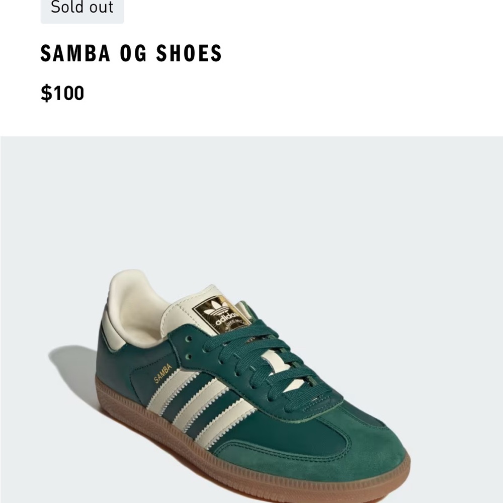 Adidas Samba OG Green and Cream Sneakers - Picture 2 of 6